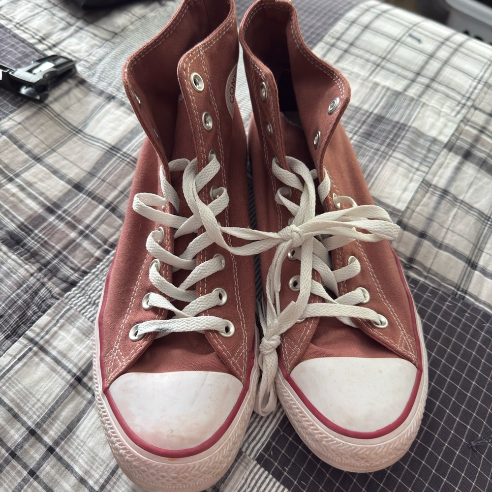 Converse High-Top Sneakers in Rust and White